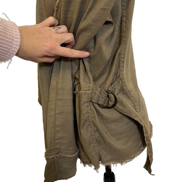 Free People Womens Jacket Sz Medium Raw Femme Brown Linen Blend Boho Open Front - Picture 5 of 9